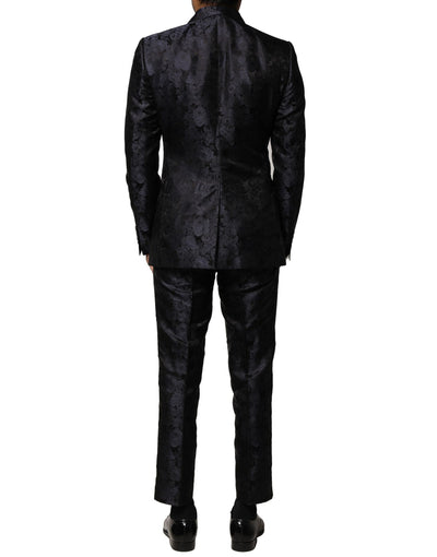 Dolce & Gabbana Schwarzer Jacquard 3 Stück einreihiger Anzug