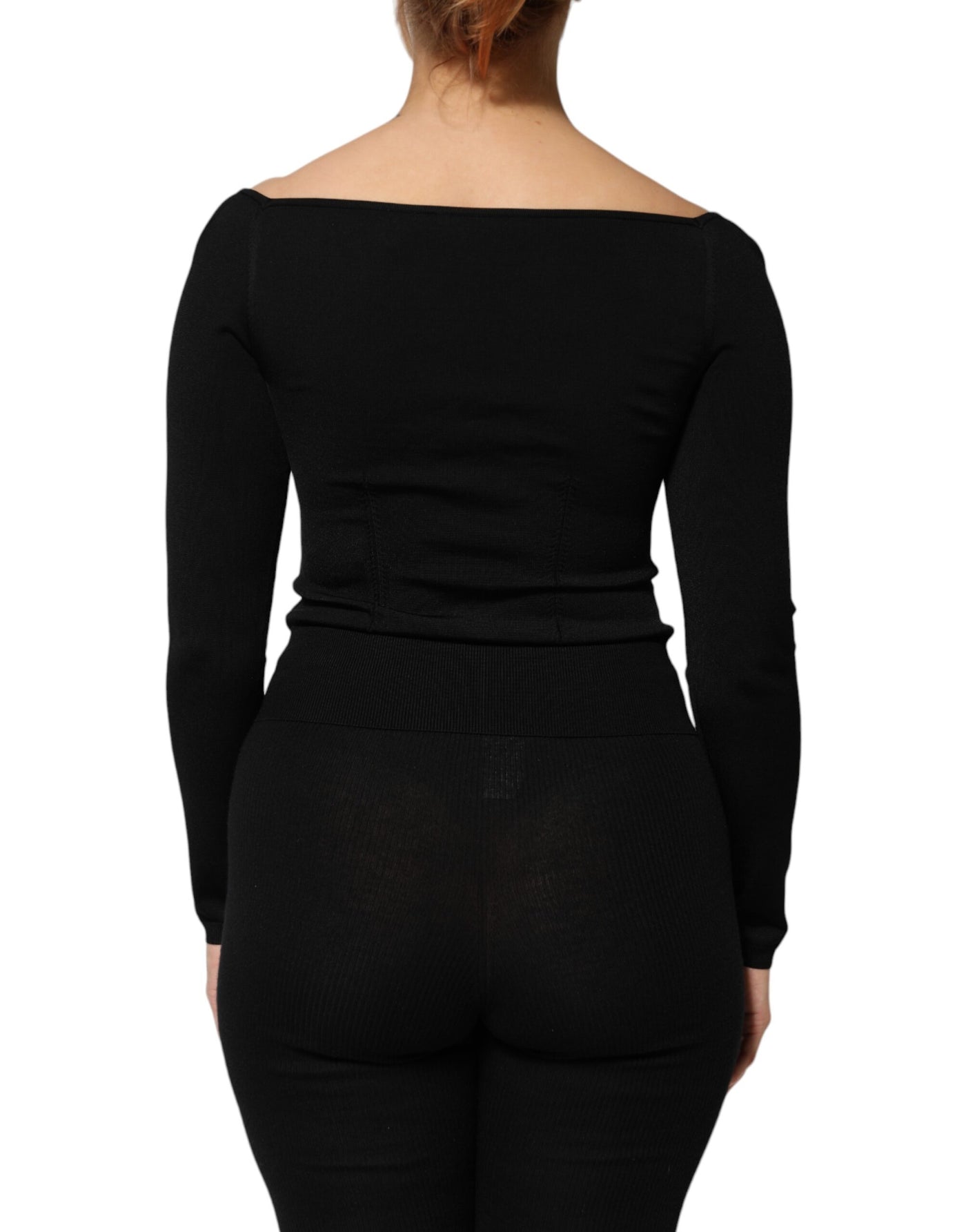 Dolce & Gabbana Schwarzer Viskose-Langarm-Pullover Bluse Top