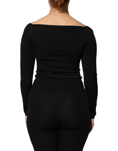 Dolce & Gabbana Schwarzer Viskose-Langarm-Pullover Bluse Top