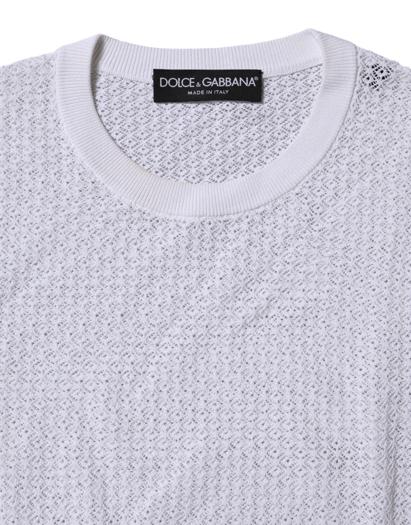 Dolce & Gabbana Weißer Rundhals-Pullover mit langen Ärmeln Top