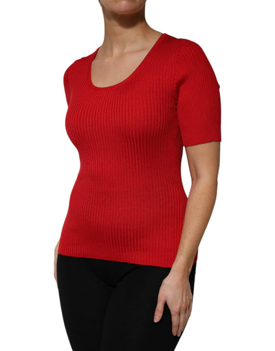 Dolce & Gabbana Rot Rundhalsausschnitt Kurzarm Pullover Top