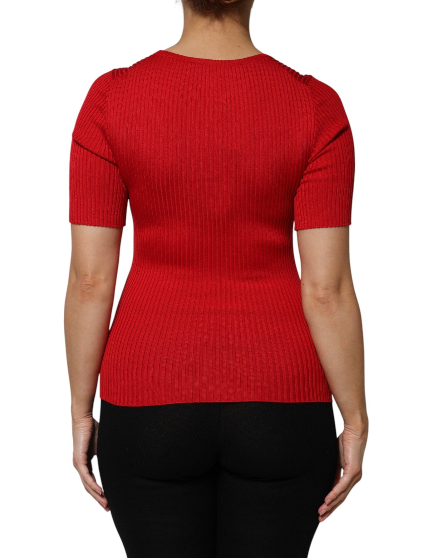 Dolce & Gabbana Rot Rundhalsausschnitt Kurzarm Pullover Top