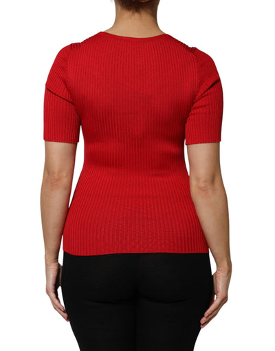 Dolce & Gabbana Rot Rundhalsausschnitt Kurzarm Pullover Top