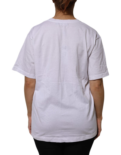 Dolce & Gabbana Weißes Baumwoll-T-Shirt mit kurzen Ärmeln und V-Ausschnitt