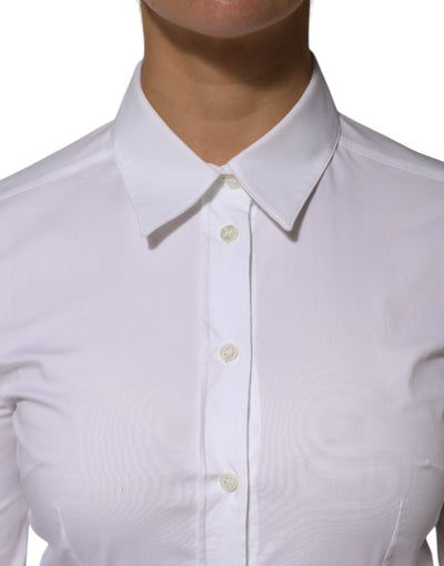 Dolce & Gabbana Weißes Baumwollhemd mit Kragen und langen Ärmeln