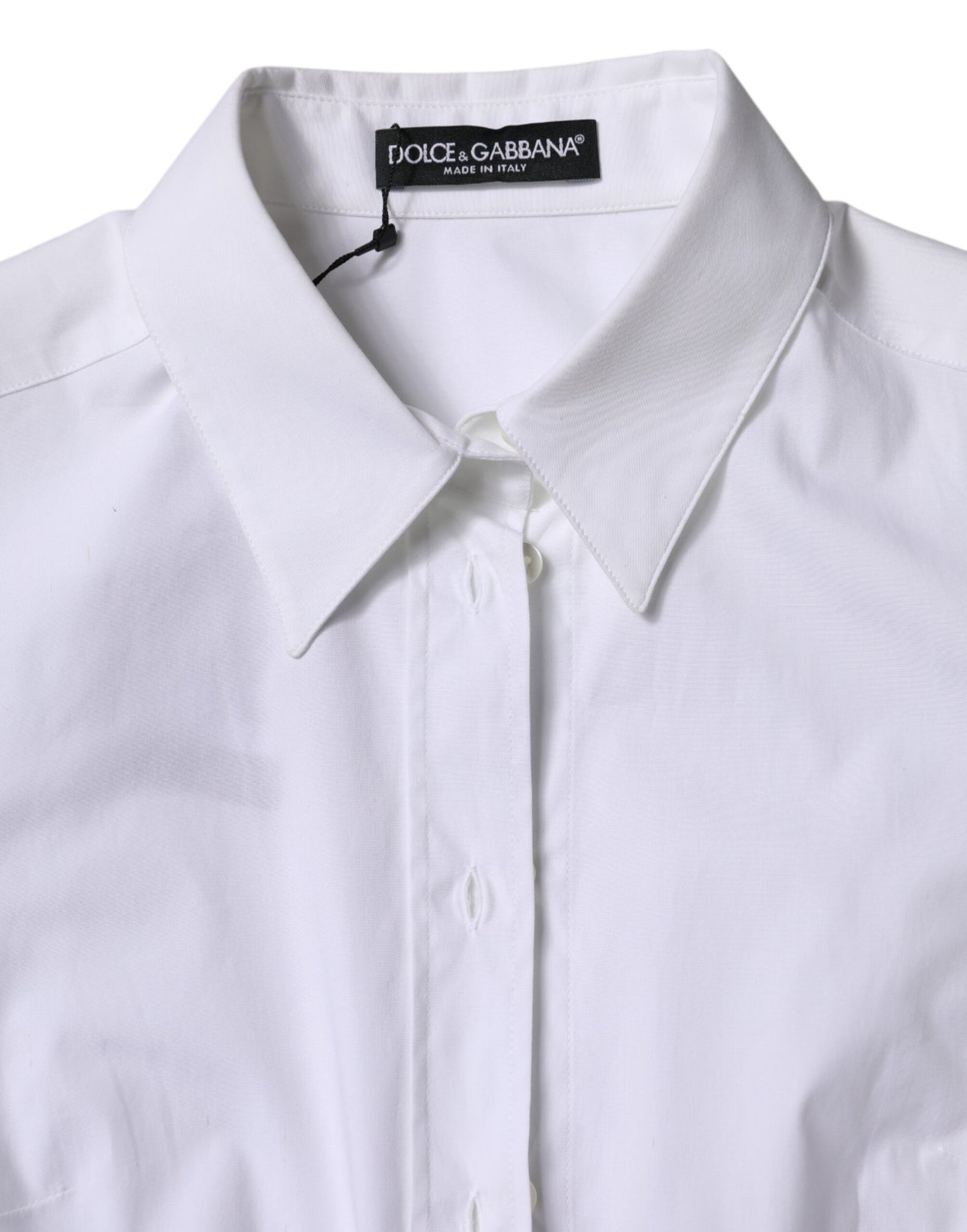 Dolce & Gabbana Weißes Baumwollhemd mit Kragen und langen Ärmeln