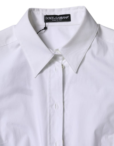 Dolce & Gabbana Weißes Baumwollhemd mit Kragen und langen Ärmeln