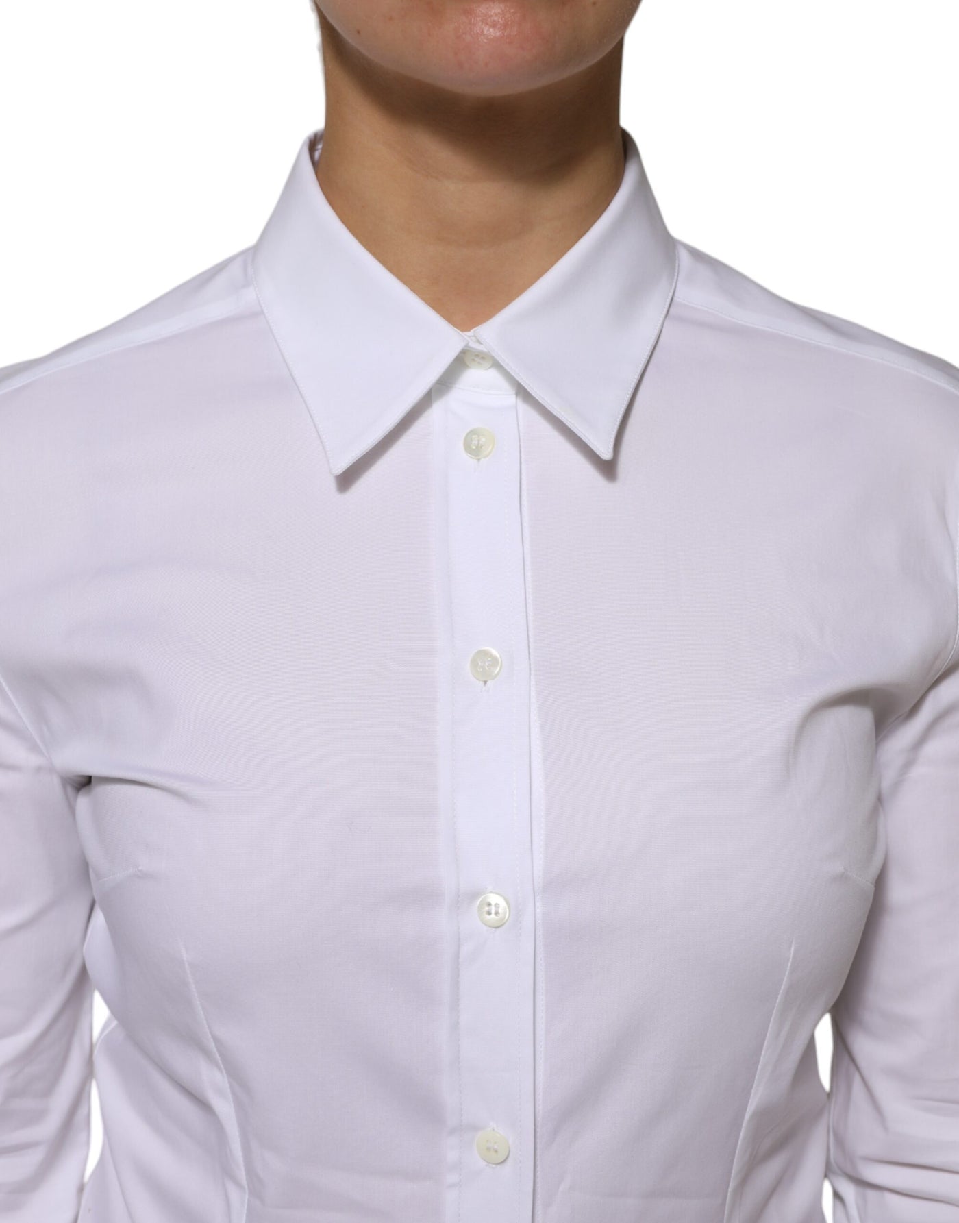 Dolce & Gabbana Weißes Baumwollhemd mit Kragen und langen Ärmeln