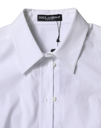 Dolce & Gabbana Weißes Baumwollhemd mit Kragen und langen Ärmeln