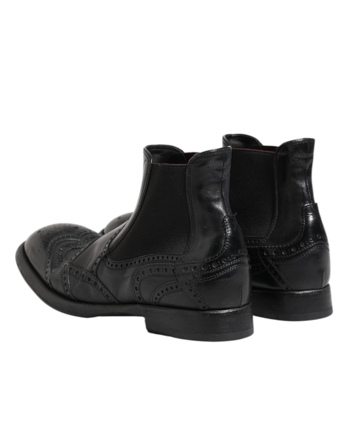 Dolce & Gabbana Schwarze Lederstiefeletten Slip On Schuhe