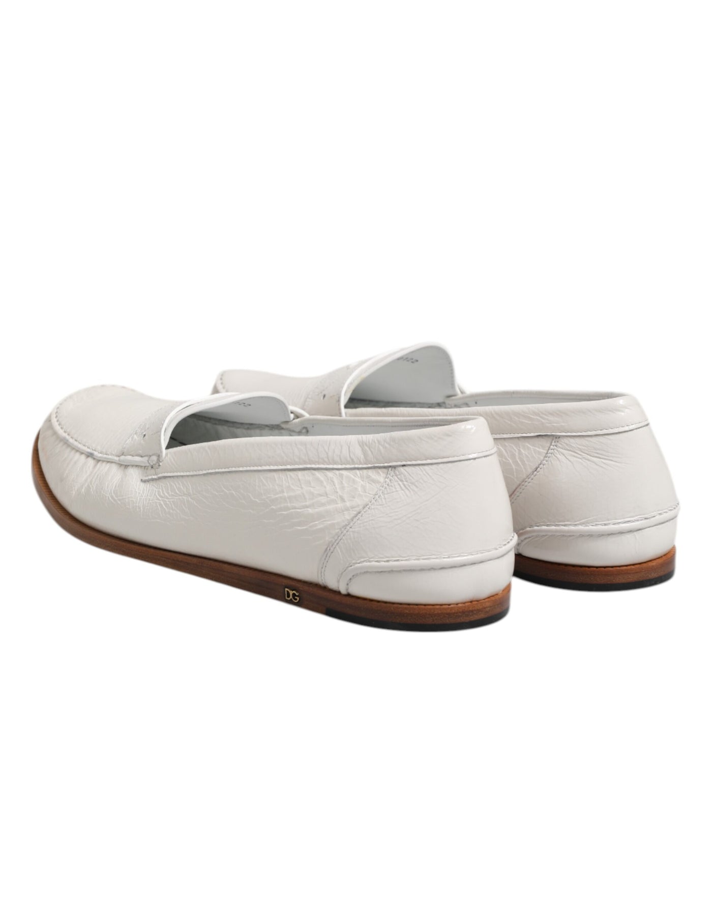 Dolce & Gabbana Weiß Leder Loafers Mokassins Slip On Schuhe