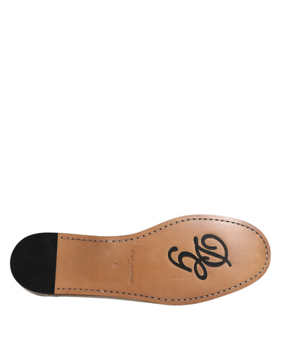 Dolce & Gabbana Weiß Leder Loafers Mokassins Slip On Schuhe