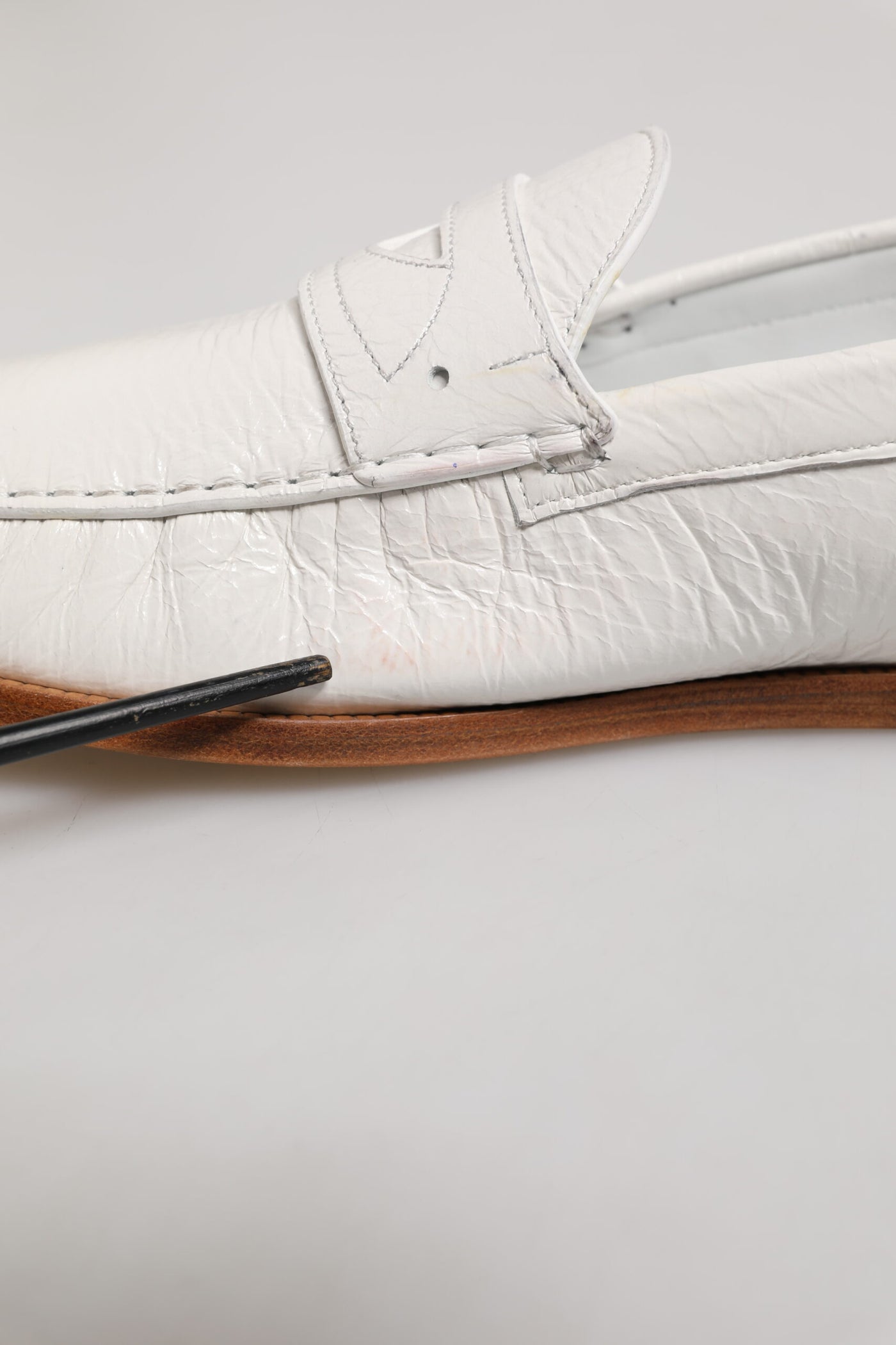 Dolce & Gabbana Weiß Leder Loafers Mokassins Slip On Schuhe