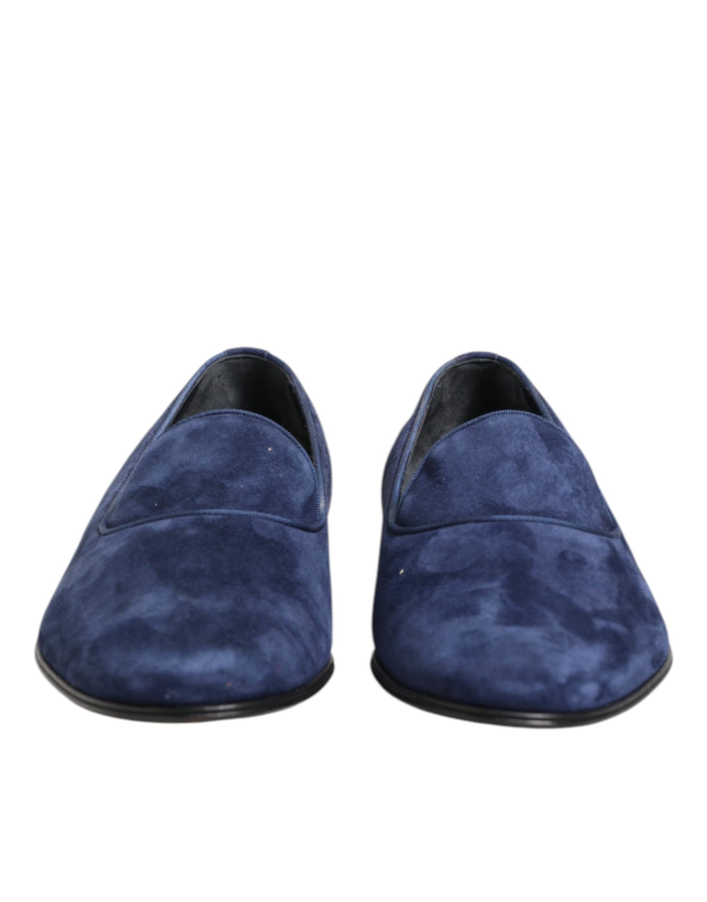 Dolce & Gabbana Blauer Samt DG Logo Loafers Formelle Schuhe