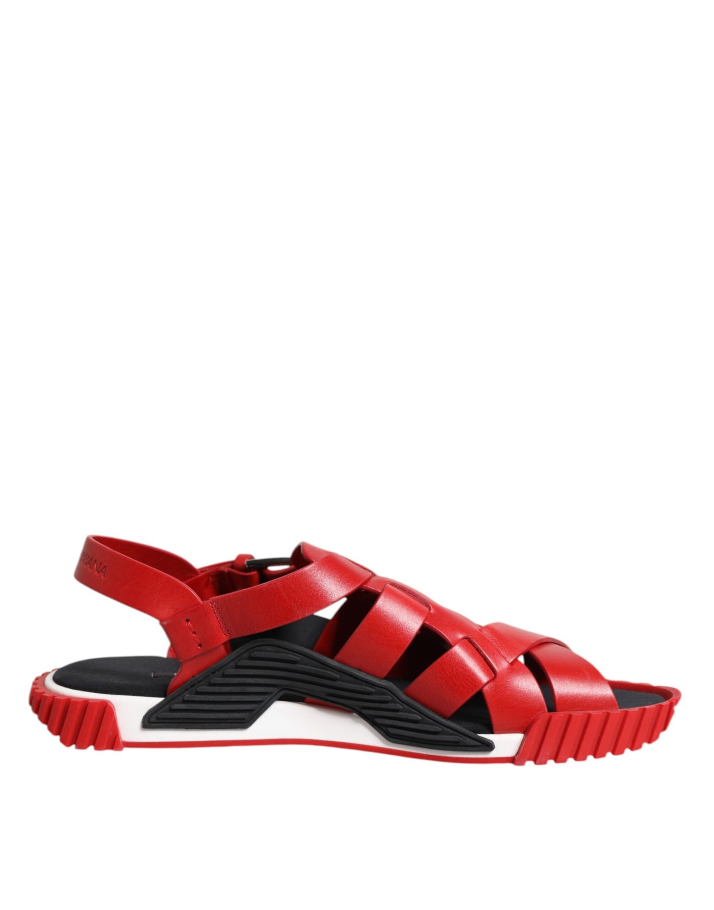 Dolce & Gabbana Rot Schwarz Leder Riemchensandalen Schuhe