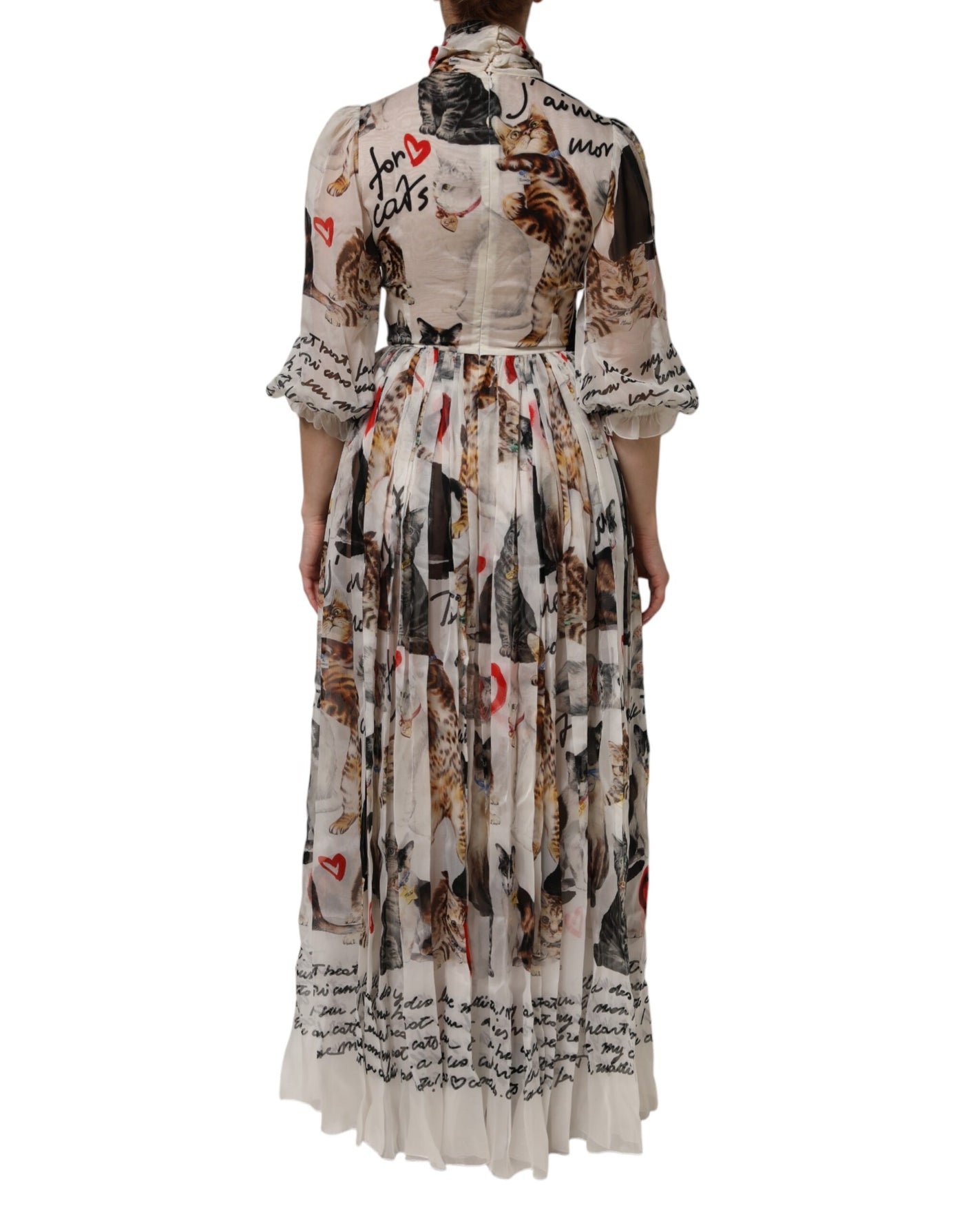 Dolce & Gabbana Multicolor Animal Print Seiden-Ascot-Maxikleid