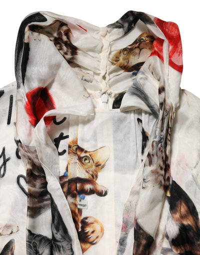 Dolce & Gabbana Multicolor Animal Print Seiden-Ascot-Maxikleid