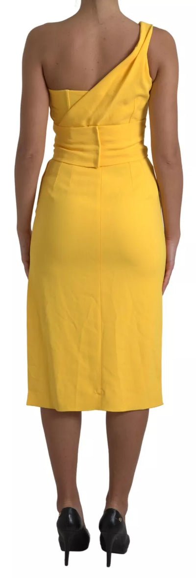 Dolce & Gabbana Gelbes Midikleid mit einem Schulterschlitz und Mantel
