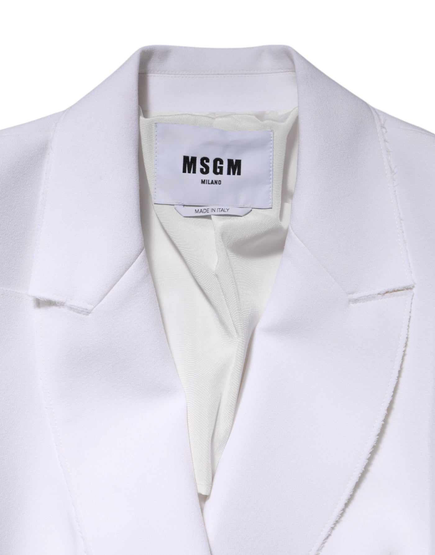 MSGM Weiße Polyesterjacke mit langen Ärmeln und geraffter Wickelstruktur