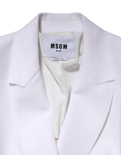 MSGM Weiße Polyesterjacke mit langen Ärmeln und geraffter Wickelstruktur