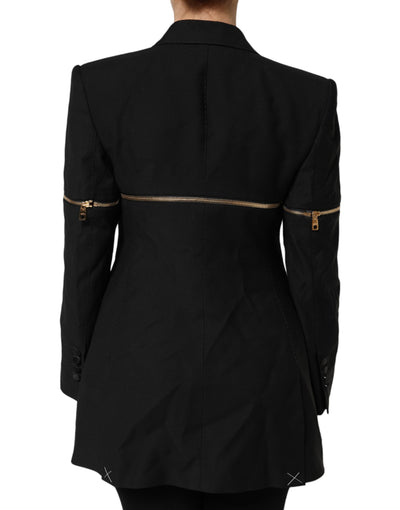 Dolce & Gabbana Schwarze Blazerjacke aus Wolle mit Reißverschluss