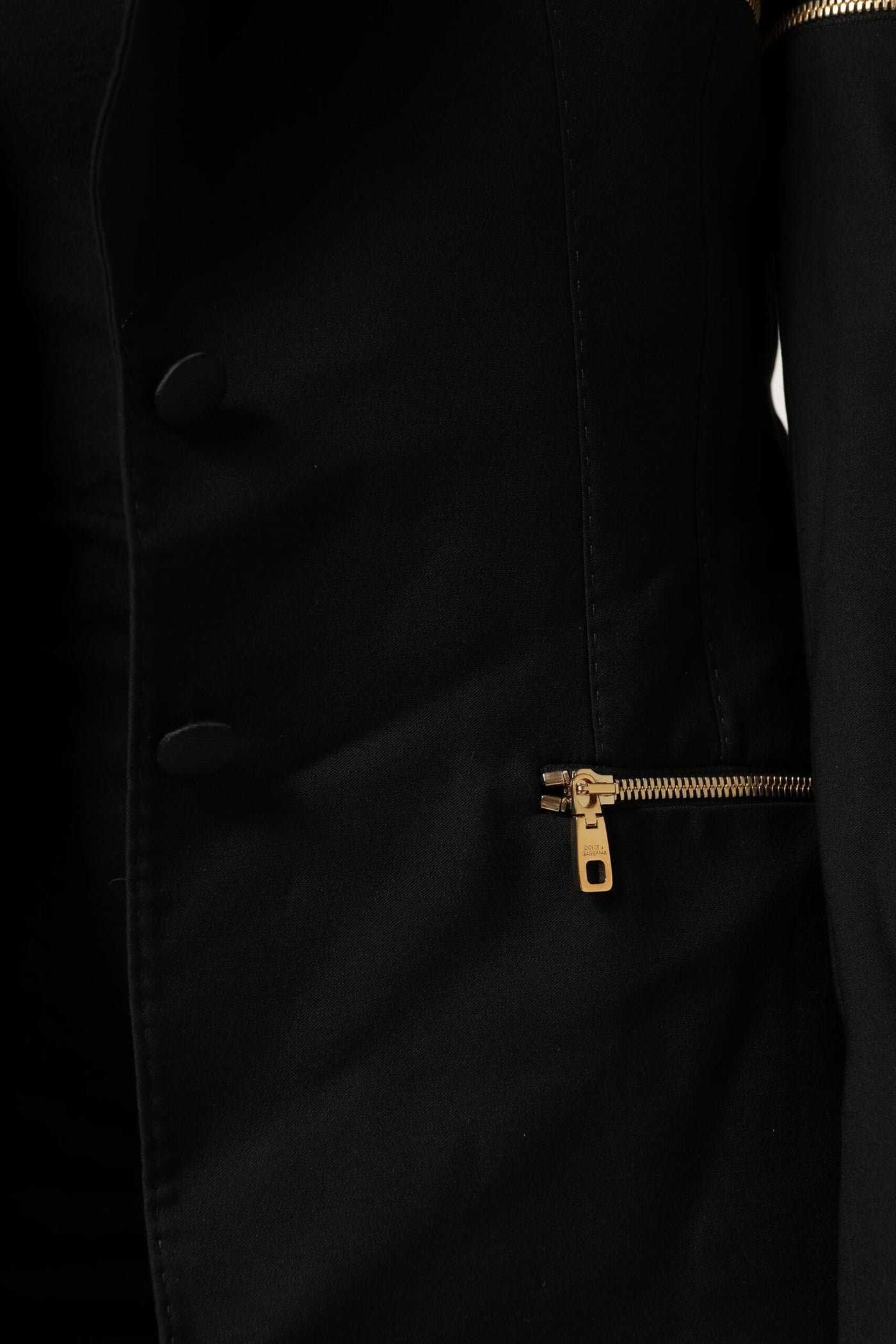 Dolce & Gabbana Schwarze Blazerjacke aus Wolle mit Reißverschluss