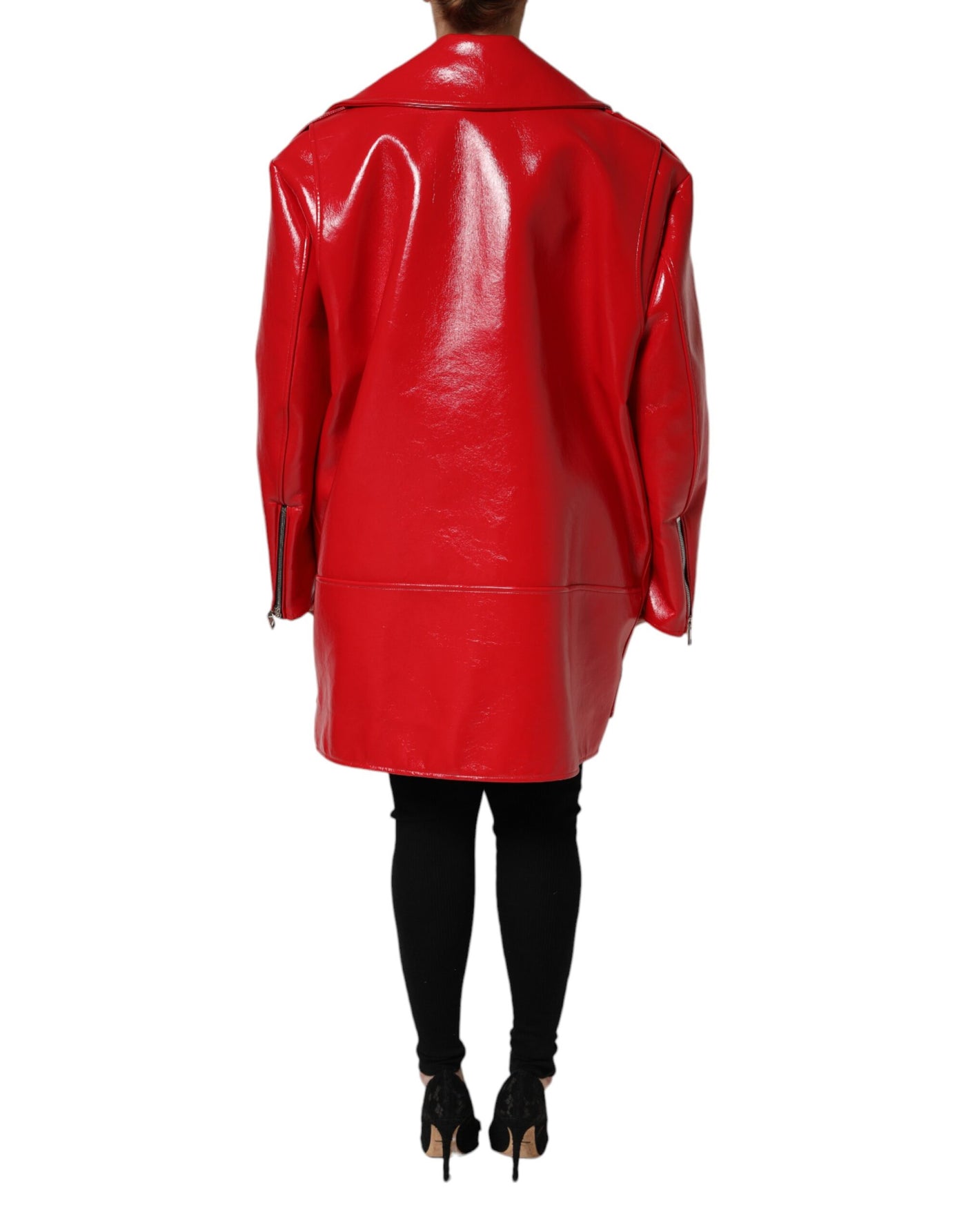 Dolce & Gabbana Rote Lammfelljacke mit Reißverschluss