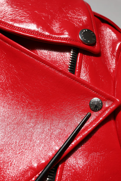 Dolce & Gabbana Rote Lammfelljacke mit Reißverschluss