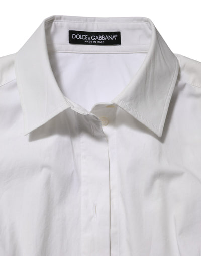 Dolce & Gabbana Weißes Baumwollhemd mit langen Ärmeln und Kragen