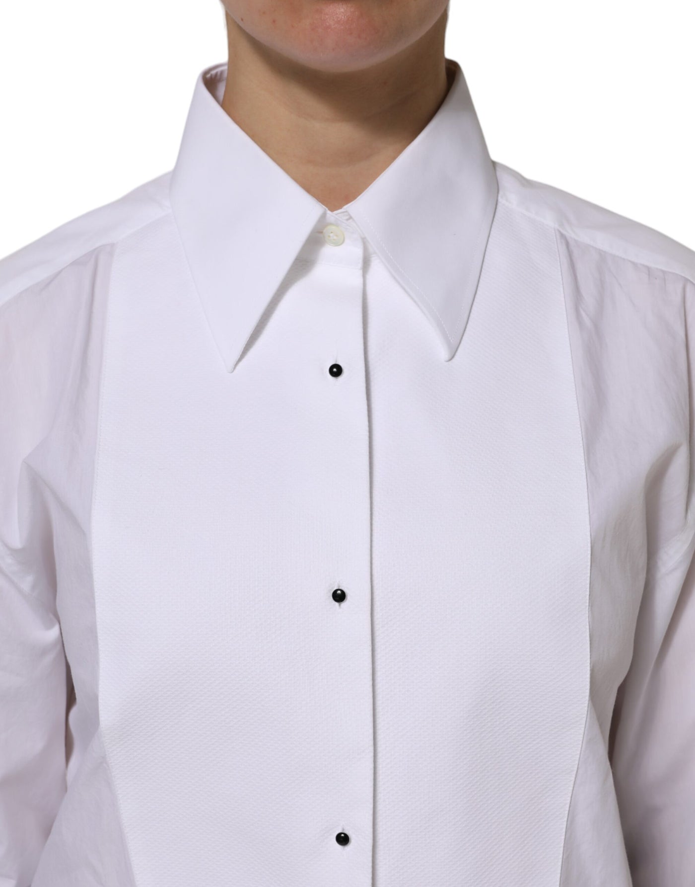 Dolce & Gabbana Weißes Baumwollhemd mit langen Ärmeln und Kragen