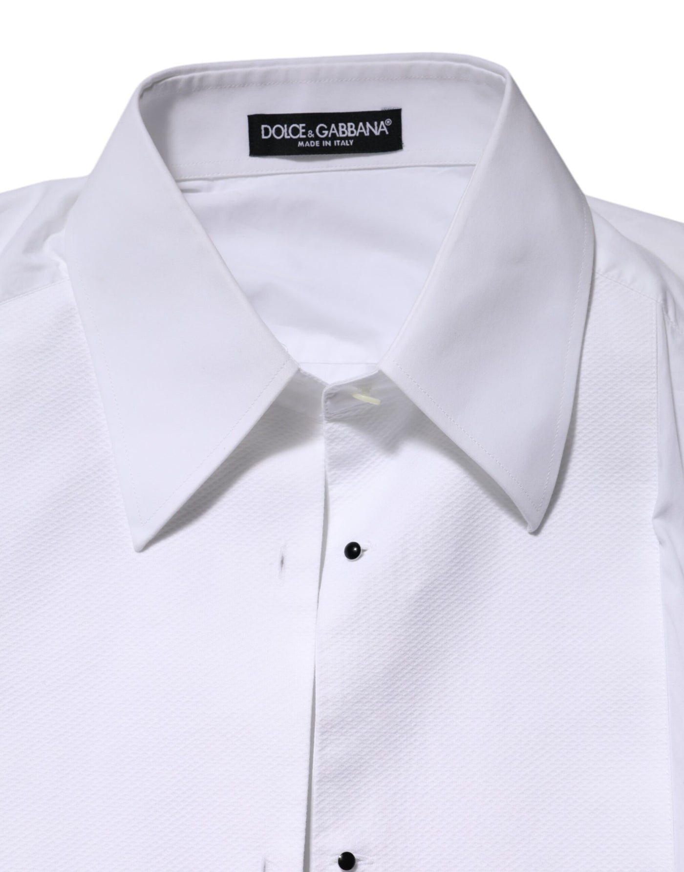 Dolce & Gabbana Weißes Baumwollhemd mit langen Ärmeln und Kragen