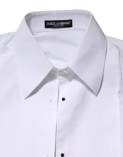 Dolce & Gabbana Weißes Baumwollhemd mit langen Ärmeln und Kragen