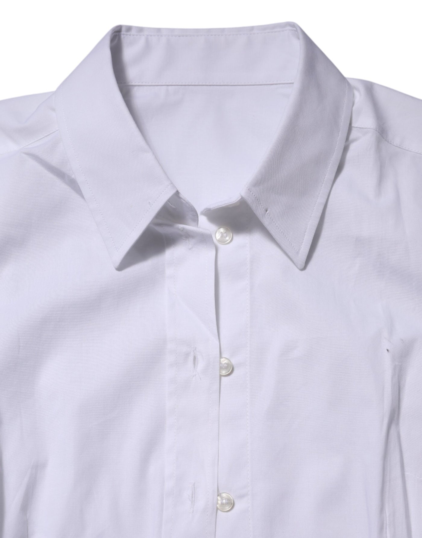 Dolce & Gabbana Weißes Baumwollhemd mit langen Ärmeln und Kragen