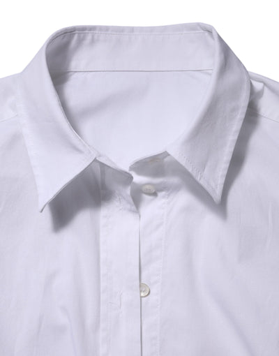 Dolce & Gabbana Weißes Baumwollhemd mit langen Ärmeln und Kragen