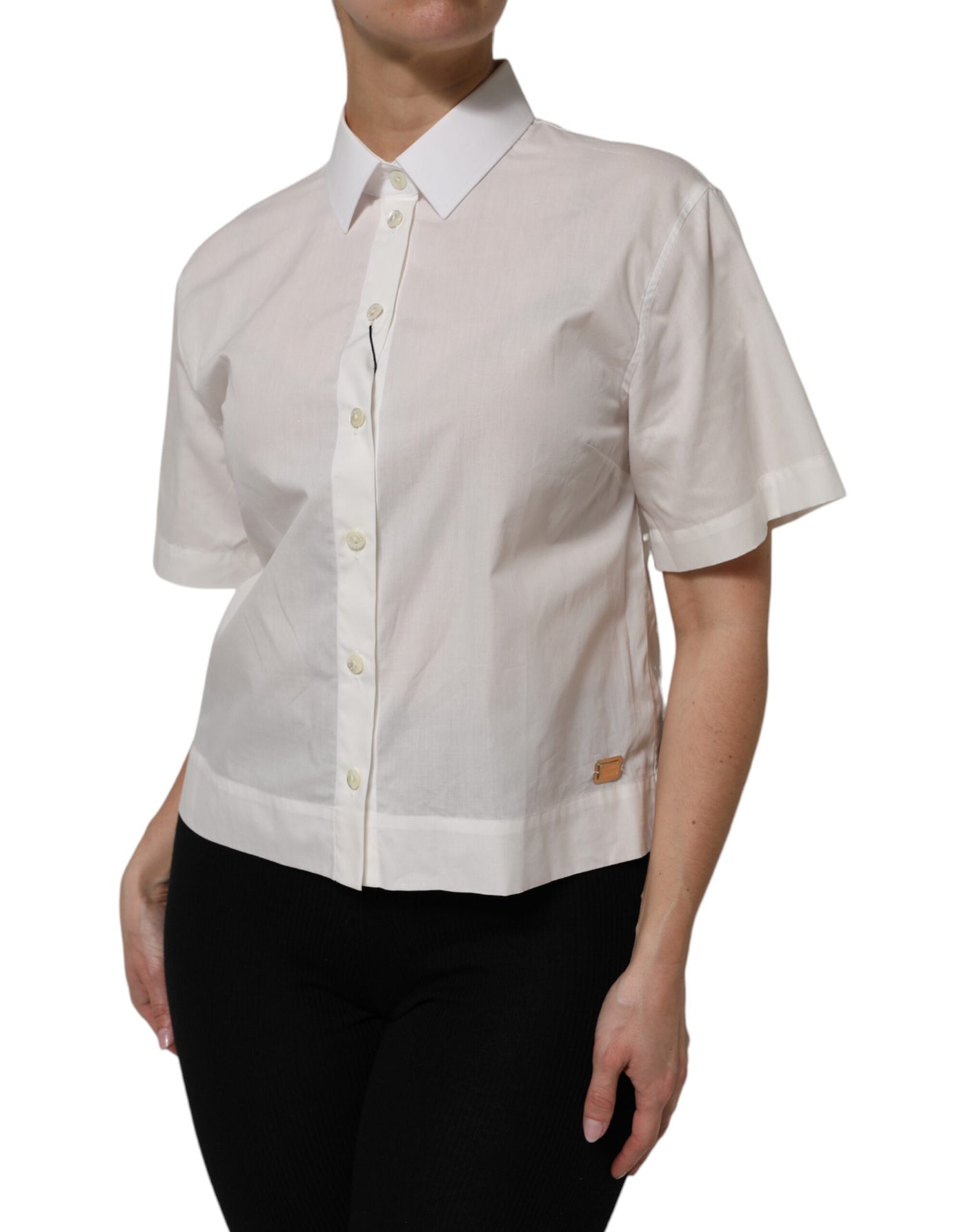 Dolce & Gabbana Weißes Baumwoll-Shirt mit kurzen Ärmeln und Kragen