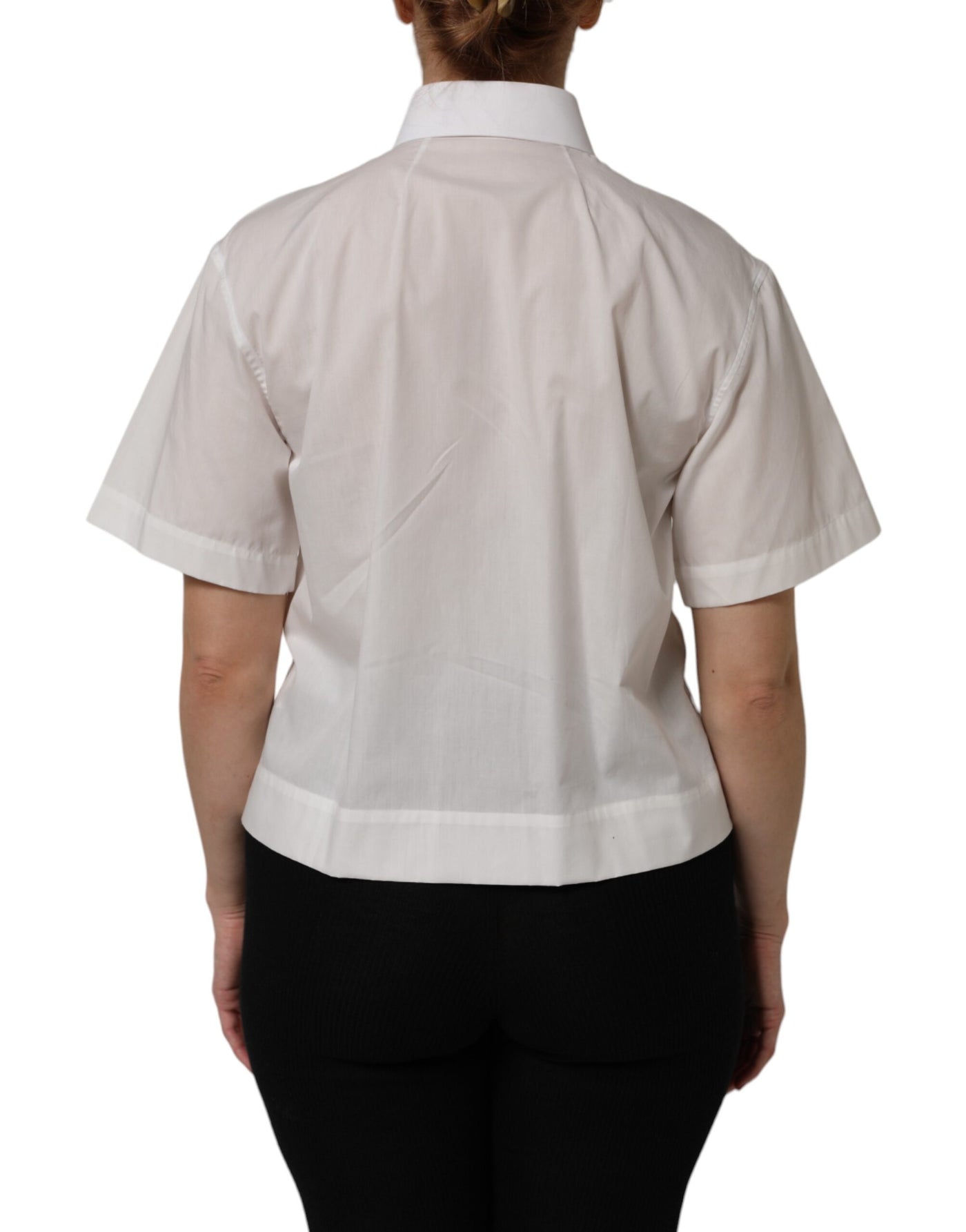 Dolce & Gabbana Weißes Baumwoll-Shirt mit kurzen Ärmeln und Kragen