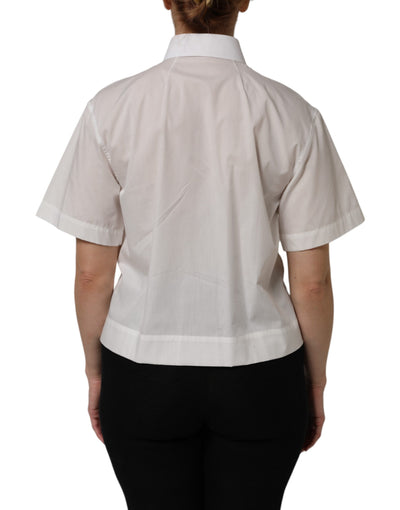 Dolce & Gabbana Weißes Baumwoll-Shirt mit kurzen Ärmeln und Kragen