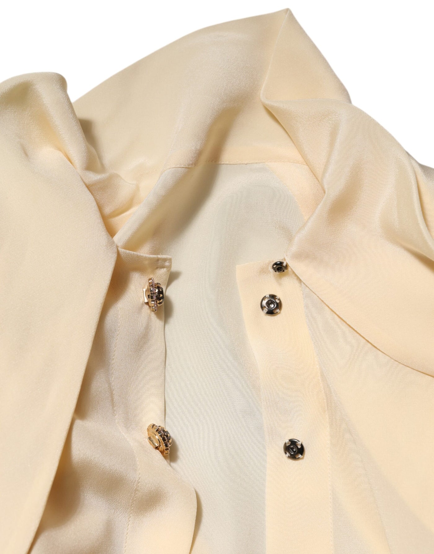 Dolce & Gabbana Hellgelbe Seidenbluse mit Ascot-Kragen