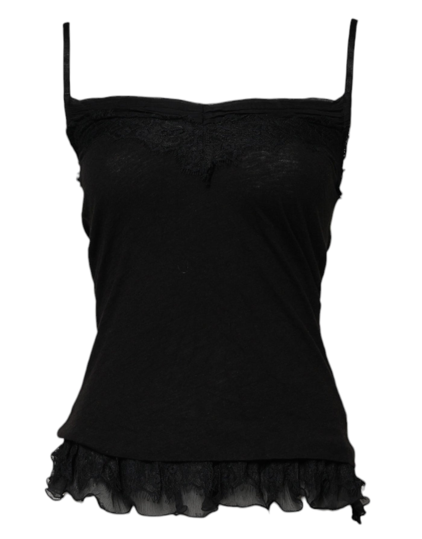 Scervino Street Schwarzes ärmelloses Tanktop aus Wolle mit quadratischem Ausschnitt