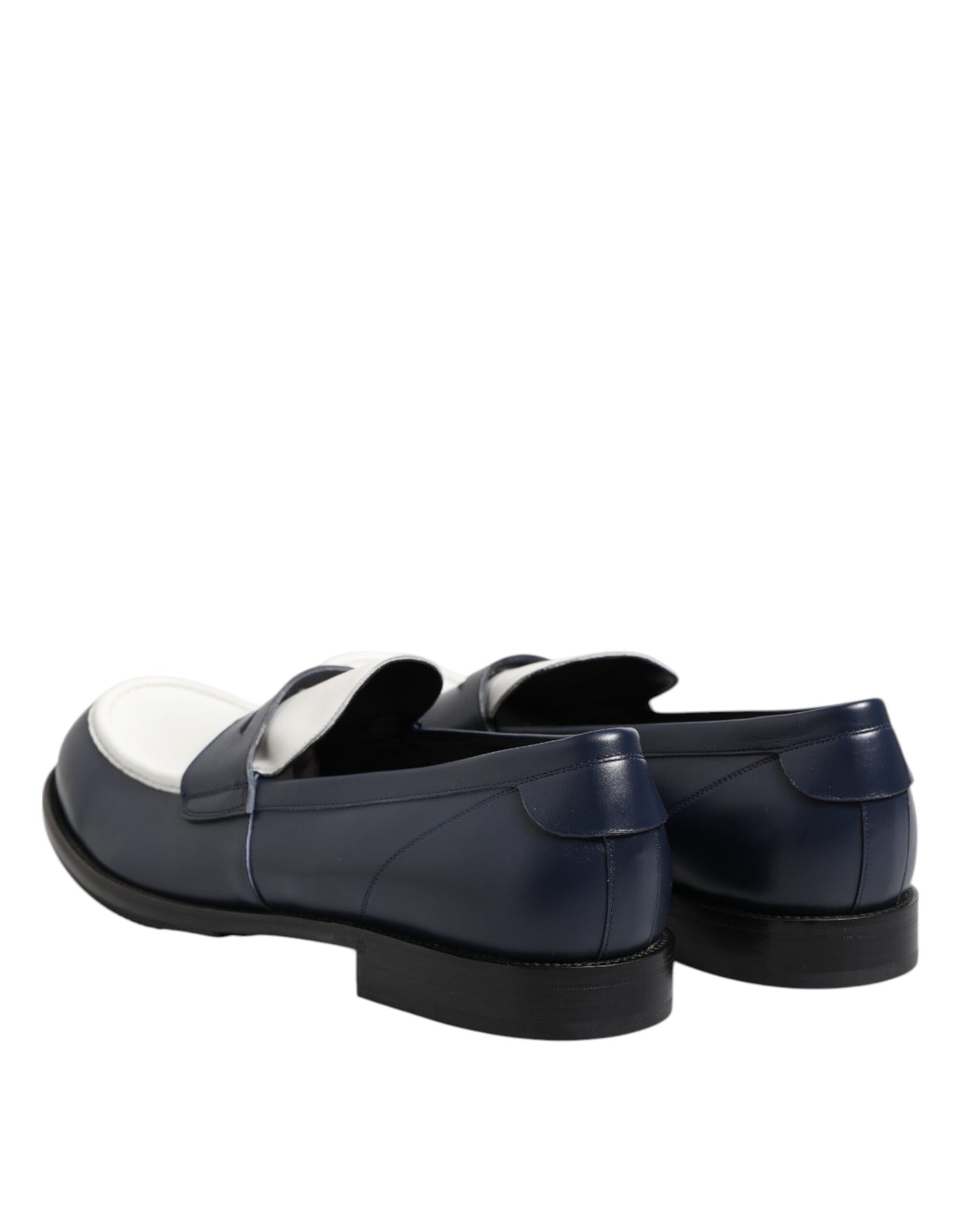 Dolce & Gabbana Schwarz Weiß Leder Slip On Loafers Männer Kleid Schuhe