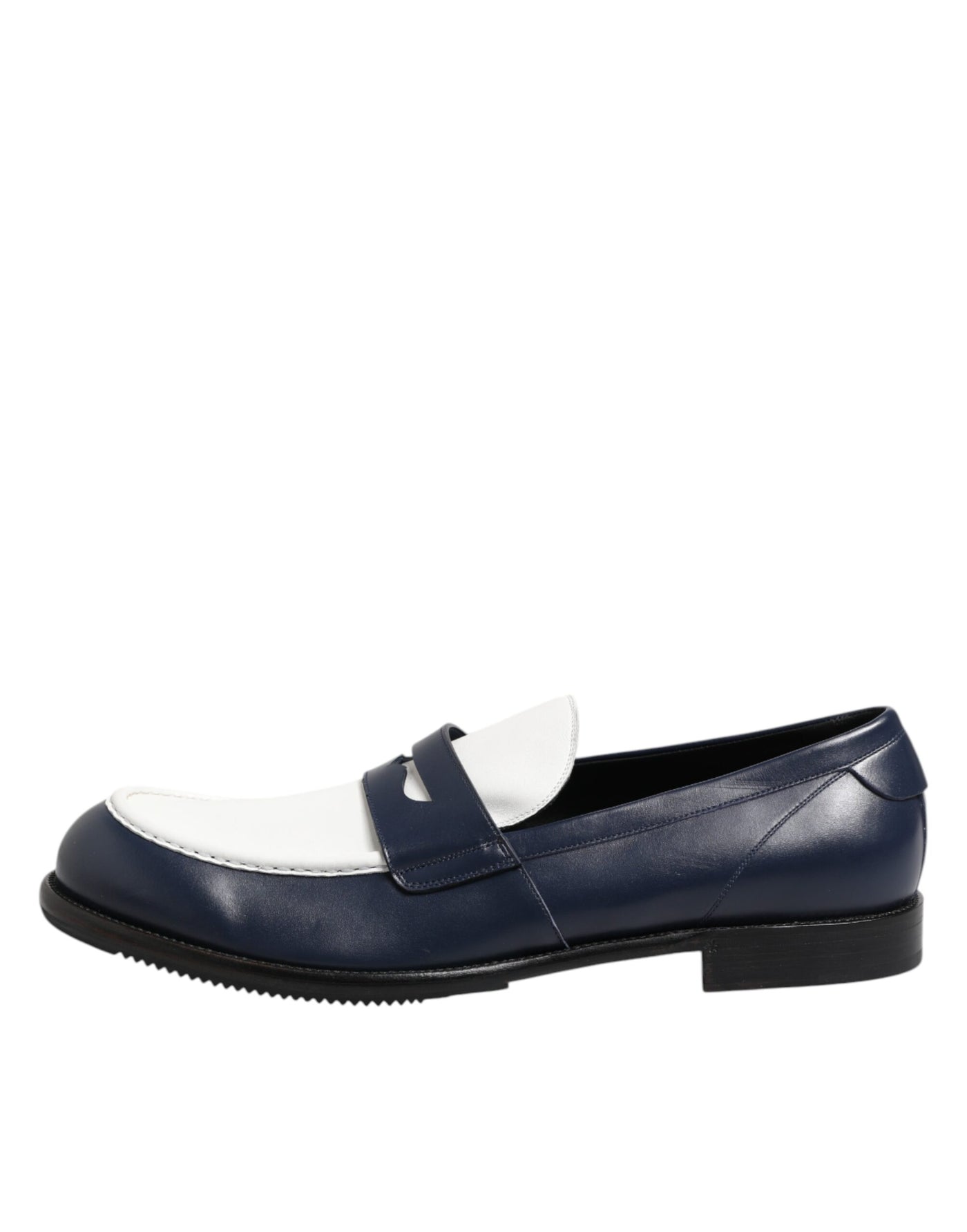 Dolce & Gabbana Schwarz Weiß Leder Slip On Loafers Männer Kleid Schuhe