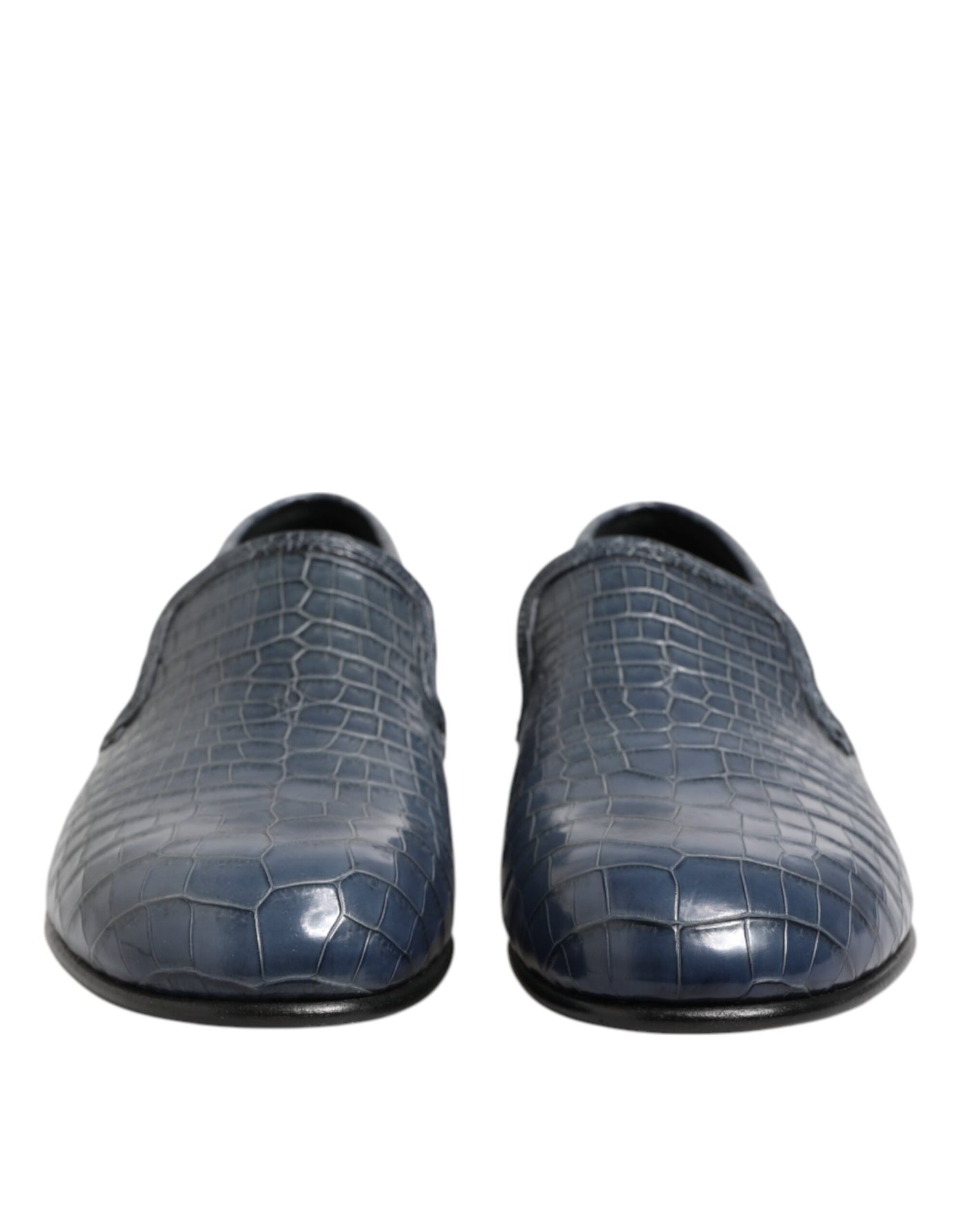 Dolce & Gabbana Blaue Exotische Leder Slip On Loafers Männer Kleid Schuhe