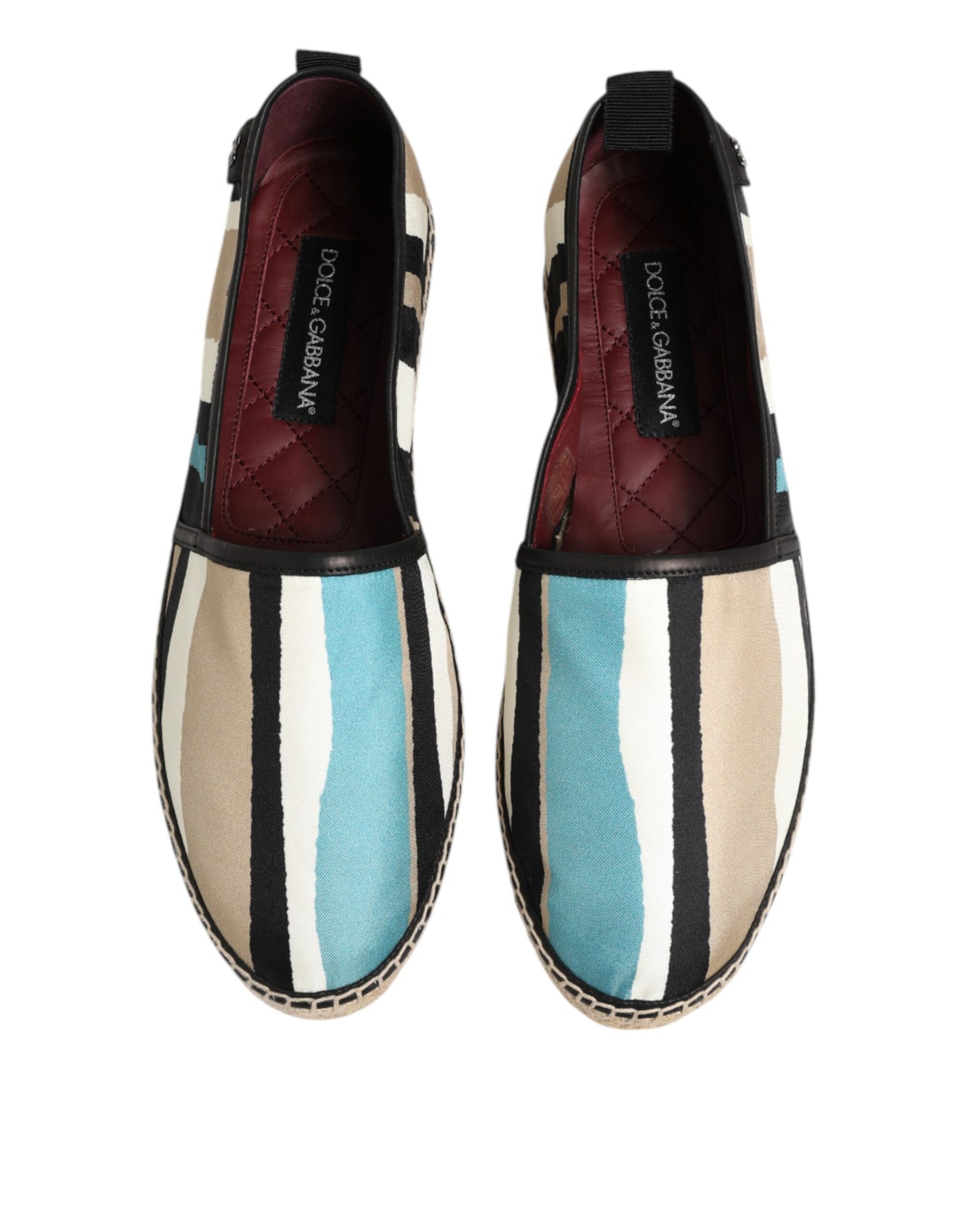 Dolce & Gabbana Mehrfarbig gestreifte flache Espadrille-Schuhe aus Canvas