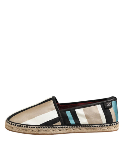 Dolce & Gabbana Mehrfarbig gestreifte flache Espadrille-Schuhe aus Canvas