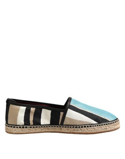 Dolce & Gabbana Mehrfarbig gestreifte flache Espadrille-Schuhe aus Canvas