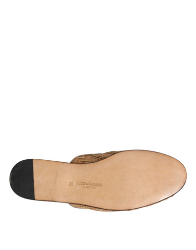 Dolce & Gabbana Beige Rattan Flache Pantolette Männer Sandalen Schuhe