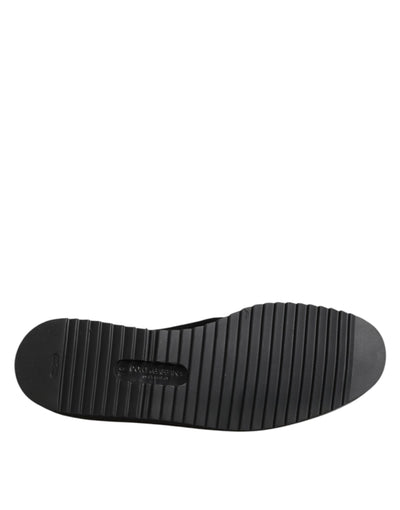 Dolce & Gabbana Schwarz bestickte Krone Loafers Schuhe