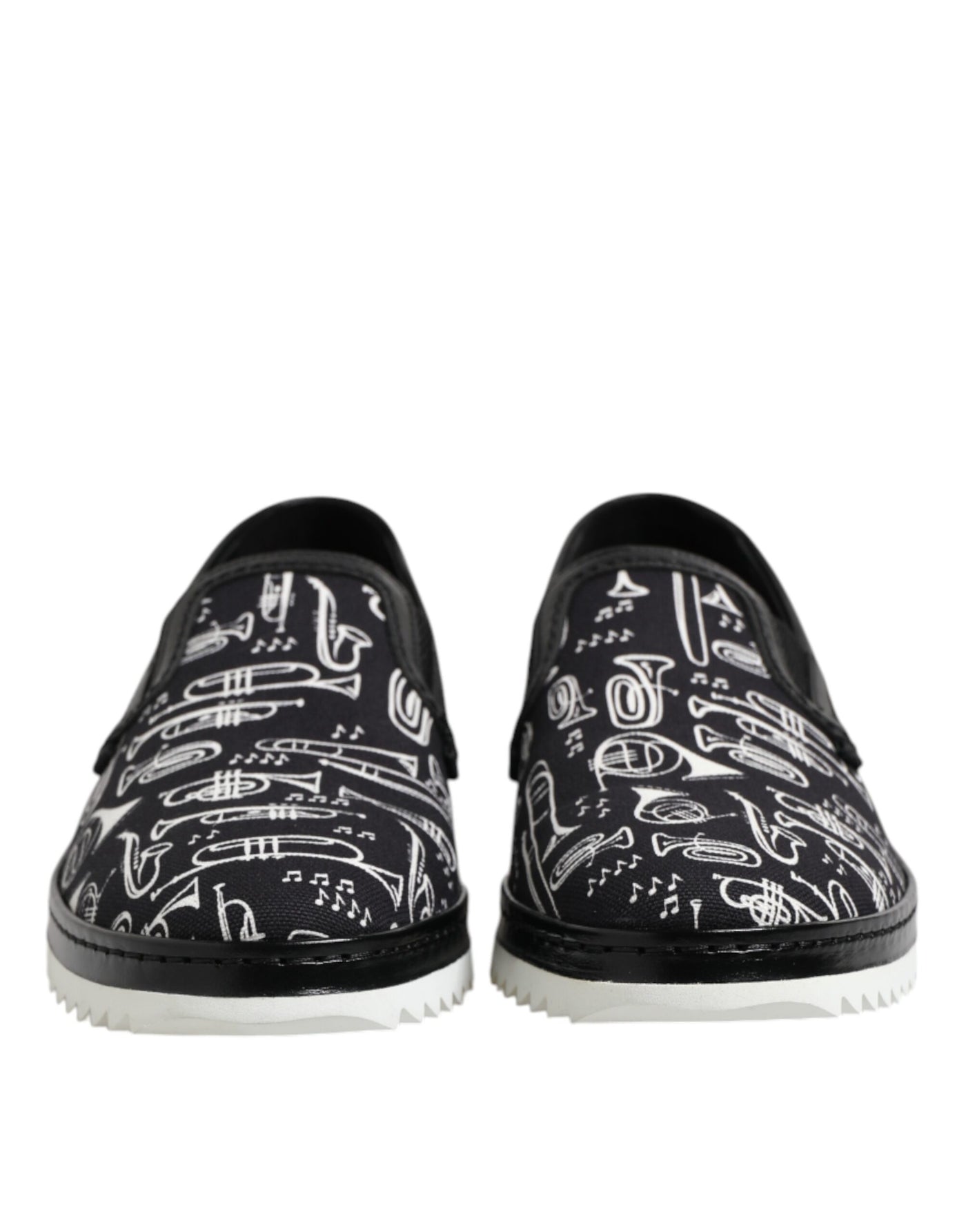 Dolce & Gabbana Schwarz Slip On Bedruckte Männer Loafers Schuhe
