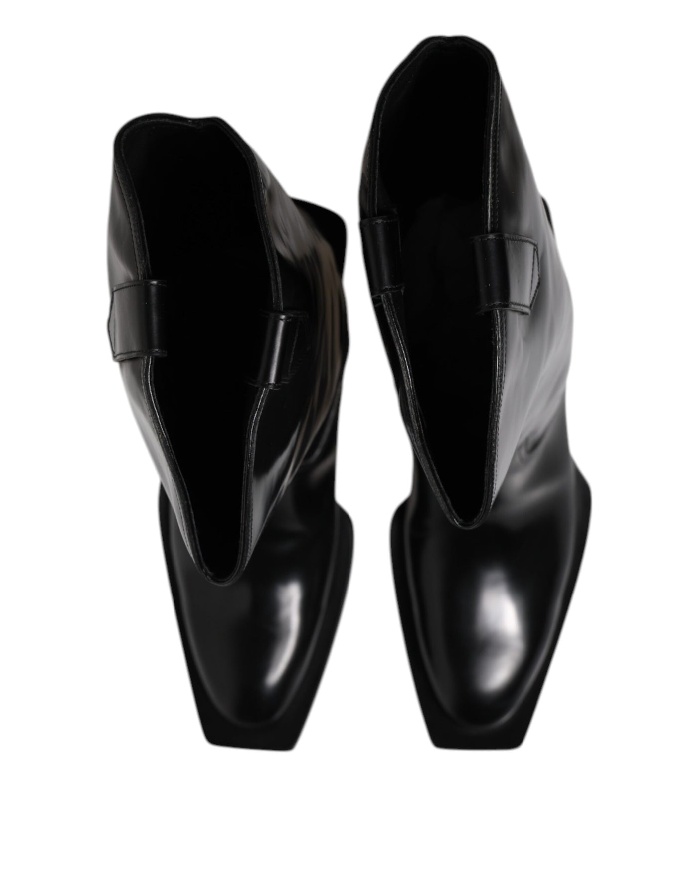Dolce & Gabbana Schwarze Kalbsleder Logo Hohe Stiefel Schuhe