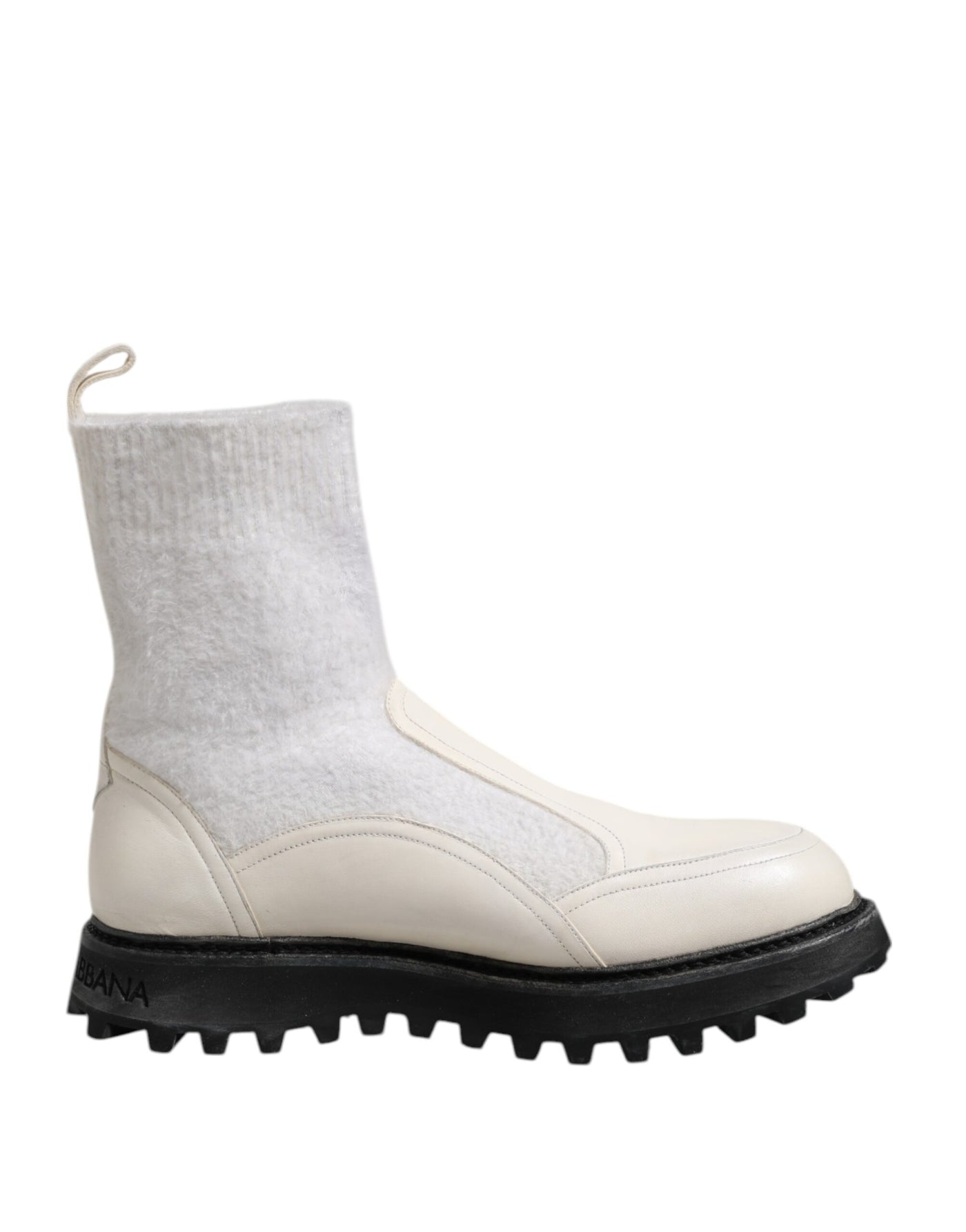 Dolce & Gabbana Weiß Beige DG Logo Mid Calf Stiefel Schuhe